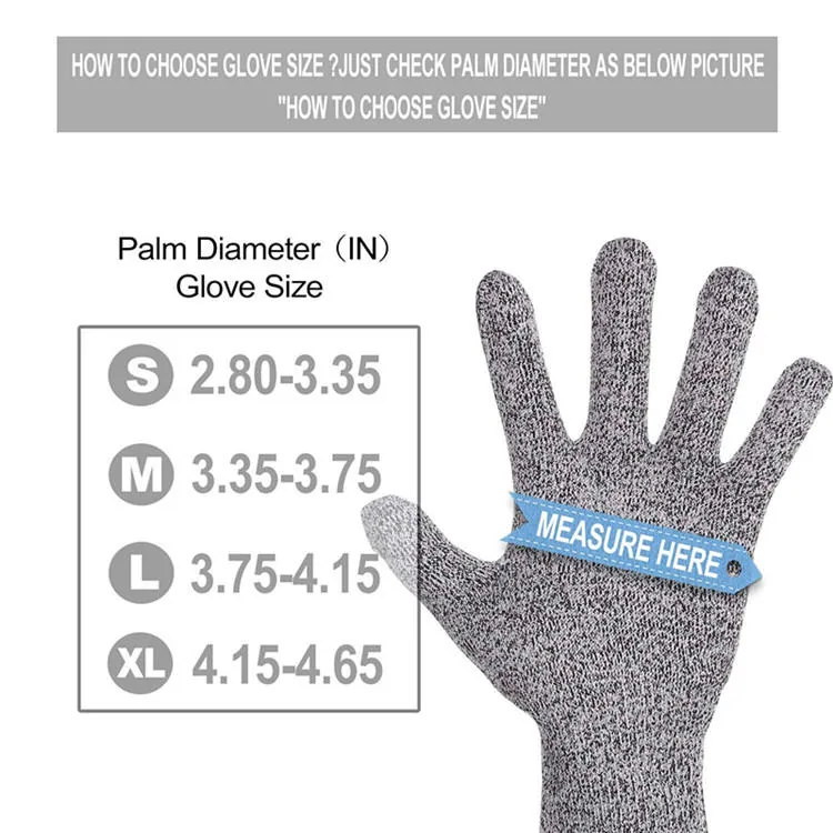 Cut Resistant Food Kitchen Gloves — Gray view 5
