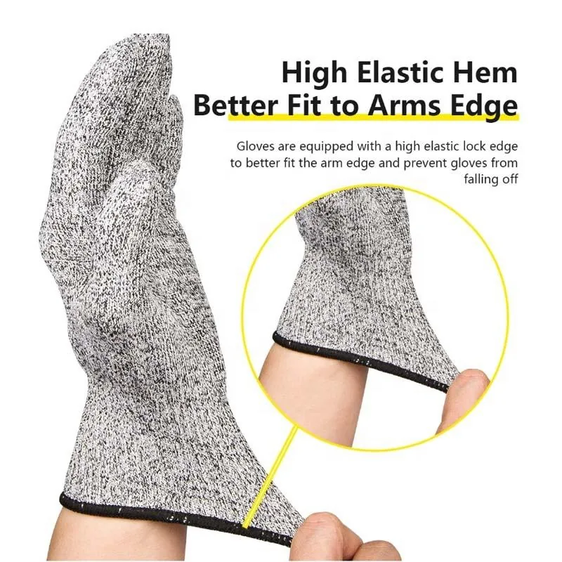 Cut Resistant Level 5 HPPE Gloves — Gray view 4