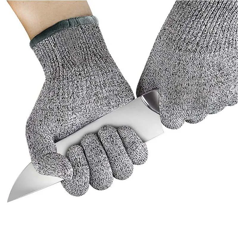 Anti-Cut Level 5 Safety Work Gloves — Gray view 3