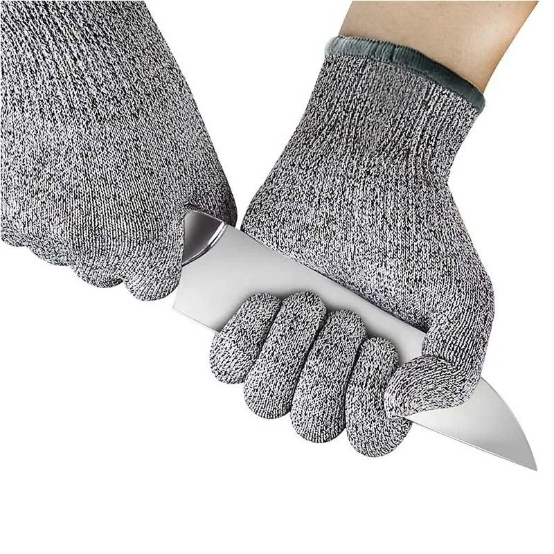Anti-Cut Level 5 Safety Work Gloves — Gray view 6
