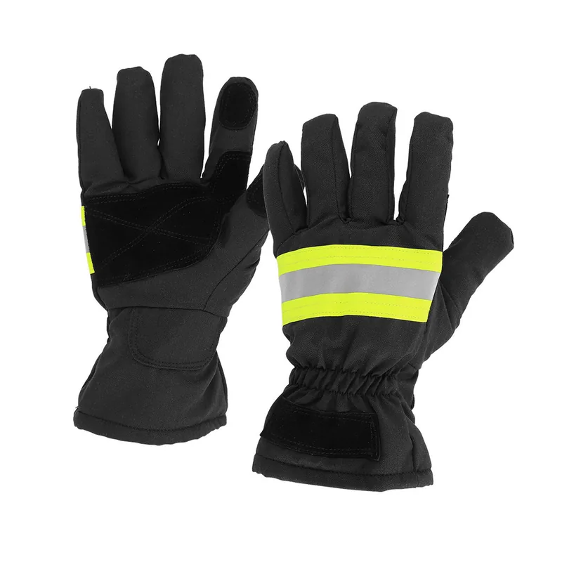 Waterproof Firefighter Heat Resistant Gloves — Black view 3
