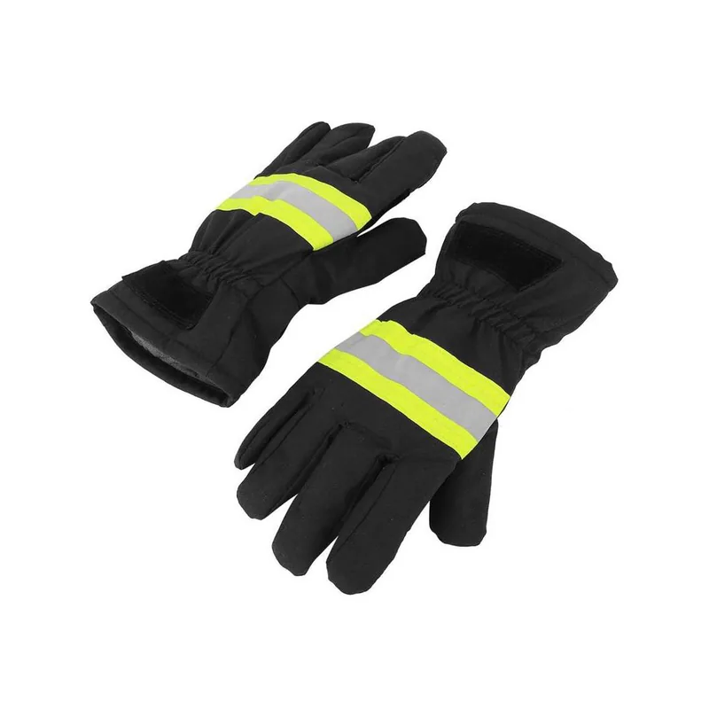 Waterproof Firefighter Heat Resistant Gloves — Black view 4