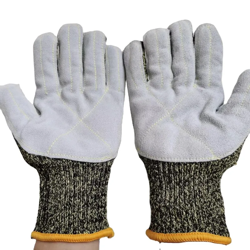 Flame-Retardant Aramid Leather Safety Gloves — Brown — Tactical Gloves & Protection