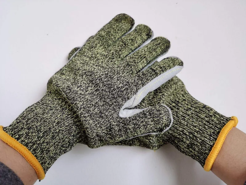 Flame-Retardant Aramid Leather Safety Gloves — Brown view 2