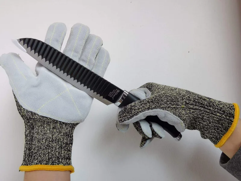 Flame-Retardant Aramid Leather Safety Gloves — Brown view 3