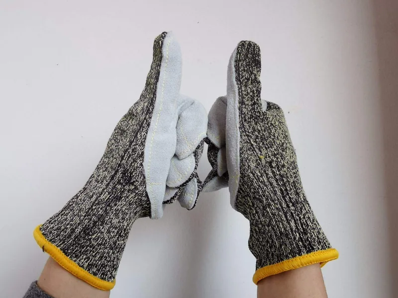 Flame-Retardant Aramid Leather Safety Gloves — Brown view 4