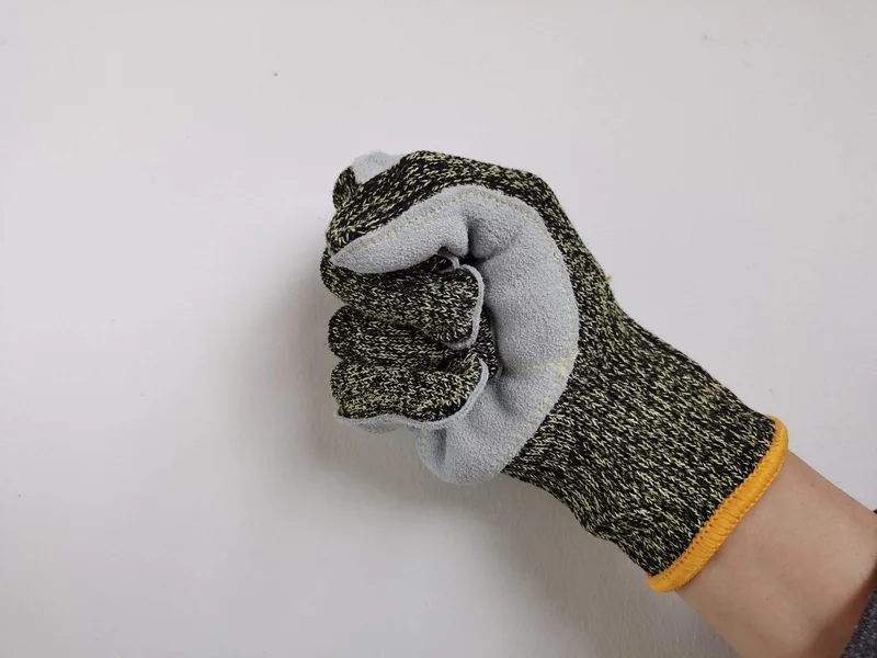 Flame-Retardant Aramid Leather Safety Gloves — Brown view 5