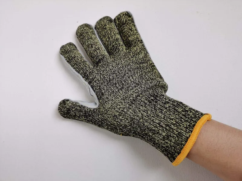 Flame-Retardant Aramid Leather Safety Gloves — Brown view 6