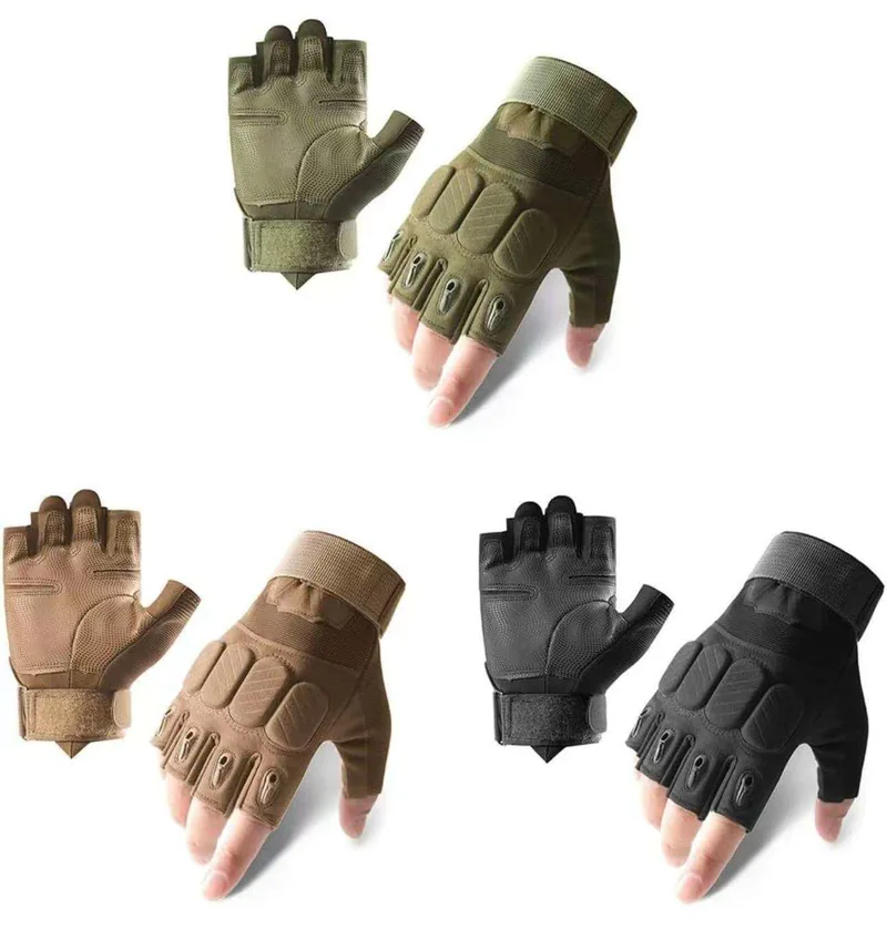 Unisex Anti-Slip Half Finger Gloves — Black — Tactical Gloves & Protection