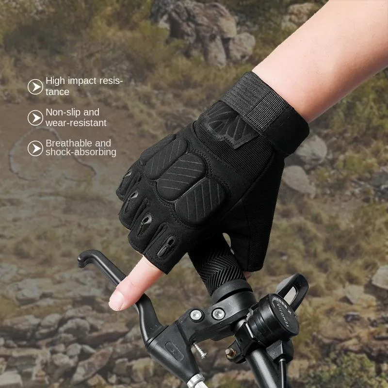 Unisex Anti-Slip Half Finger Gloves — Black view 5