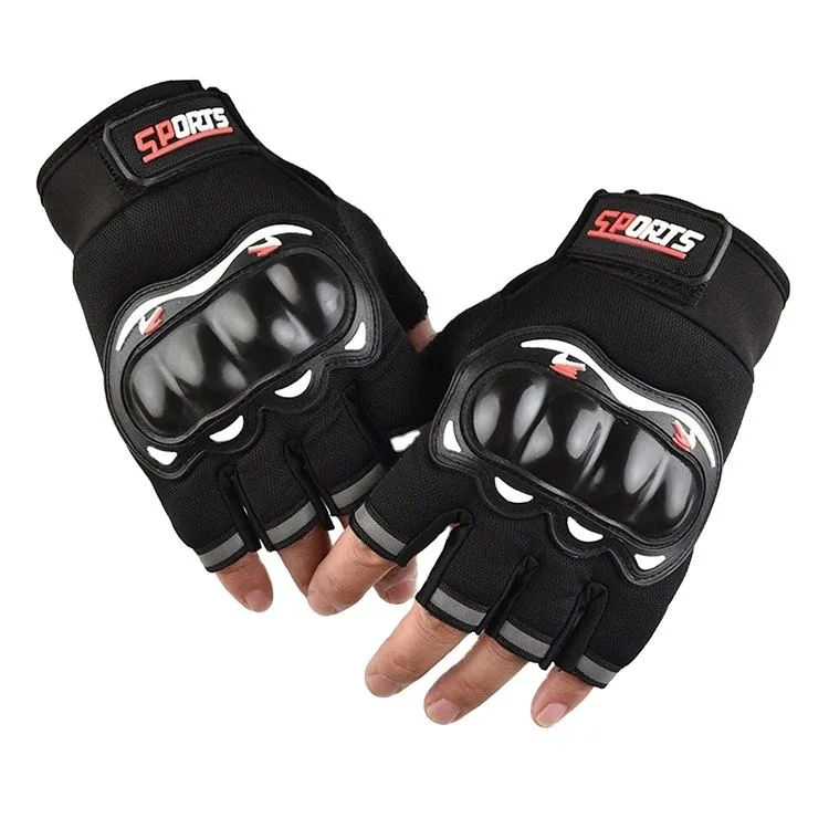 Motorcycle Half Finger Gloves — Black — Tactical Gloves & Protection