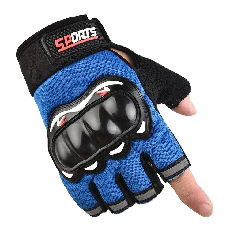Motorcycle Half Finger Gloves — Black view 2