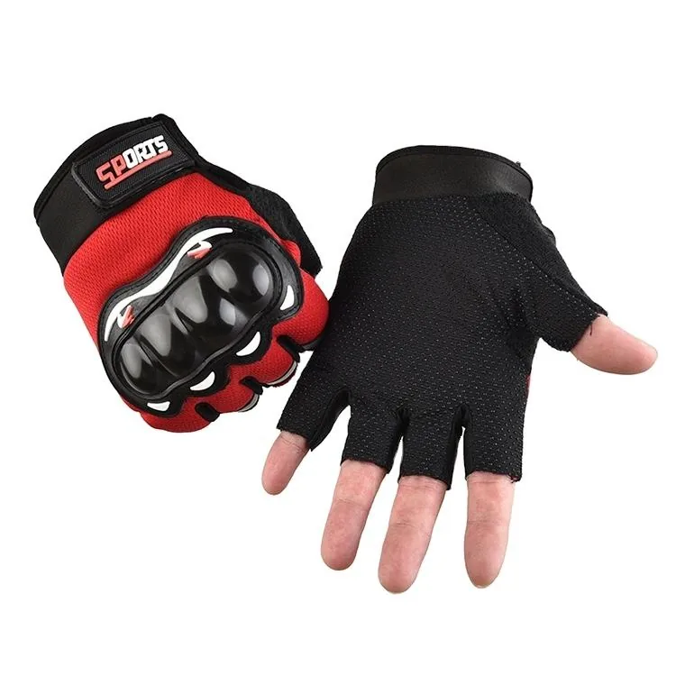 Motorcycle Half Finger Gloves — Black view 5