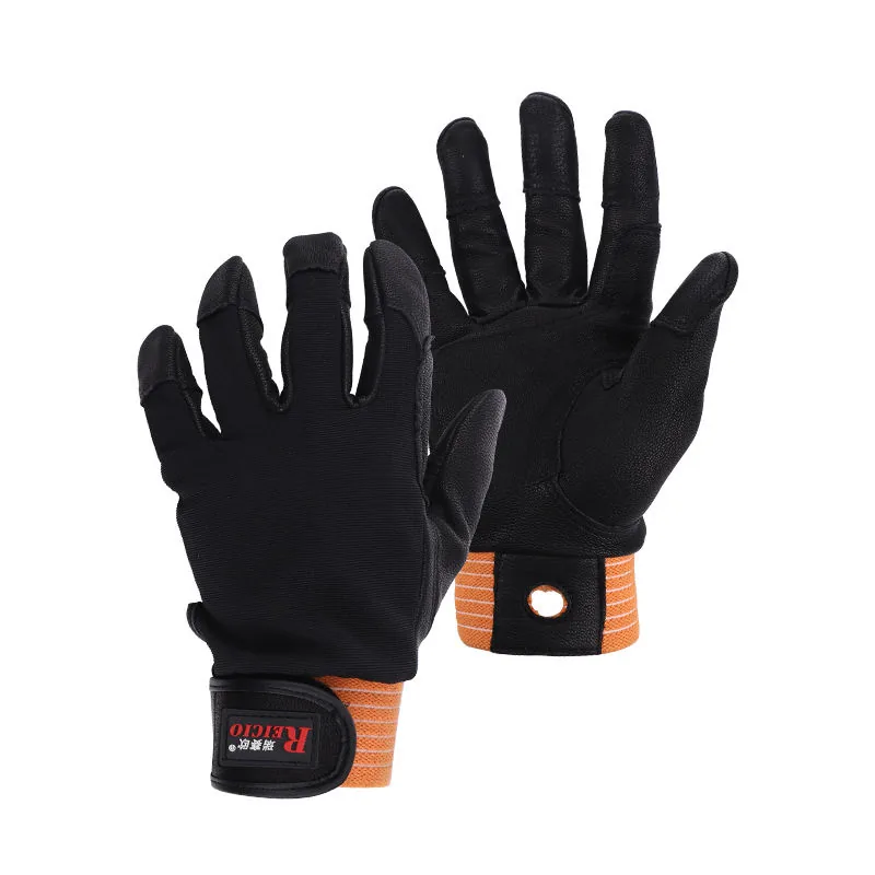 Sheepskin Rope Descent Rescue Gloves — Black — Tactical Gloves & Protection