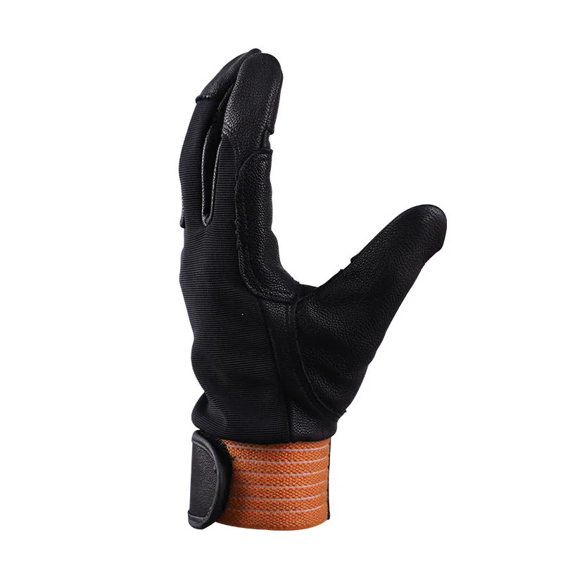 Sheepskin Rope Descent Rescue Gloves — Black view 2