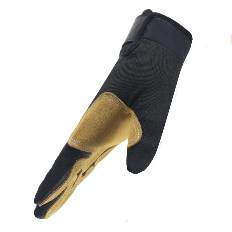 Cowhide Rappelling Gloves — Sand view 2