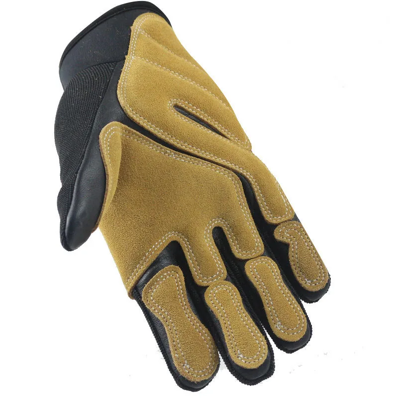 Cowhide Rappelling Gloves — Sand view 4