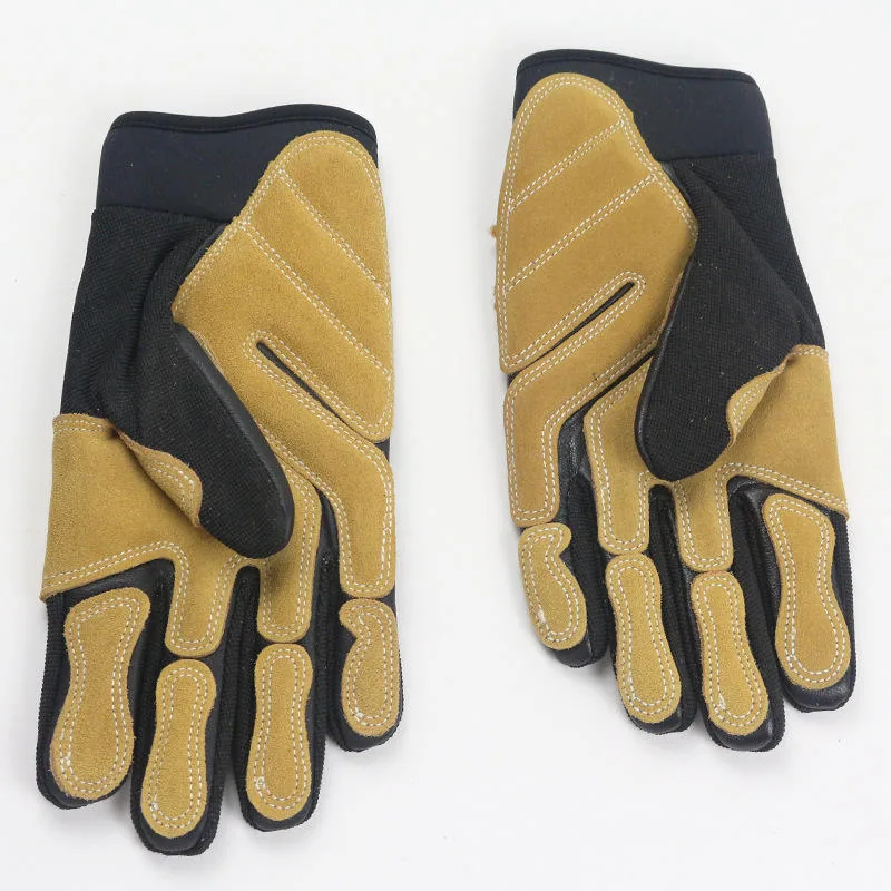 Cowhide Rappelling Gloves — Sand view 5