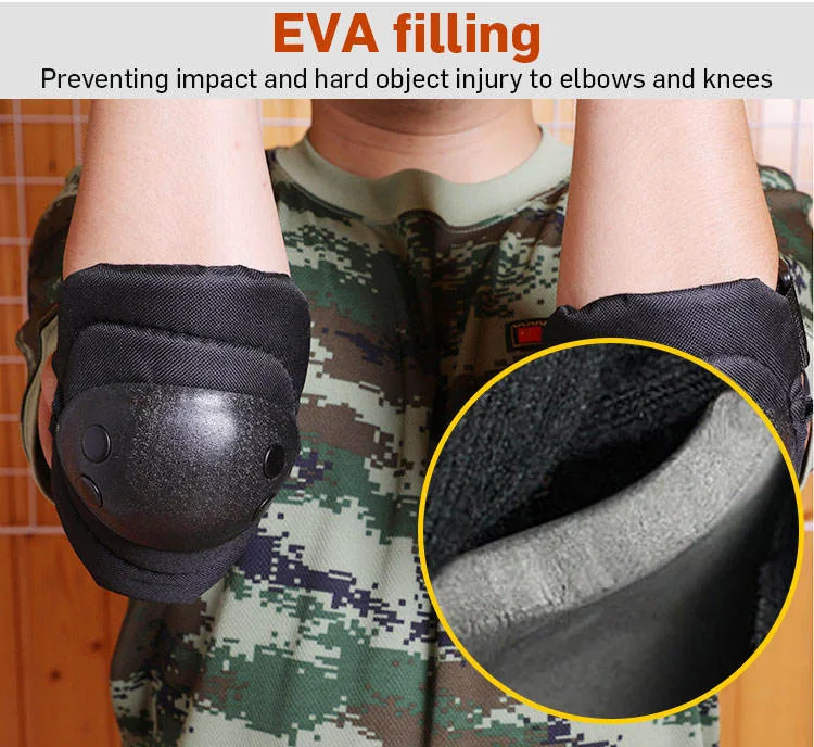 4-Piece Hard Shell Knee Elbow Pads Set — Black view 2