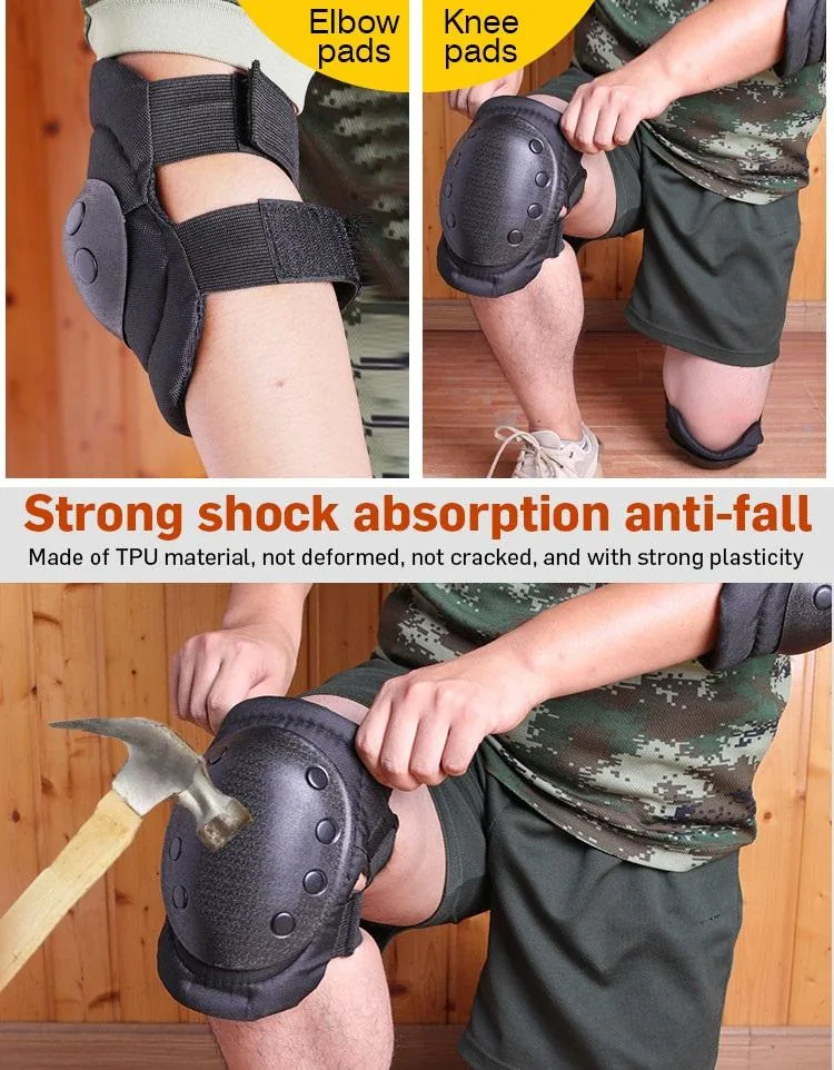 Hard Shell Shockproof Knee Elbow Pads — Black view 2