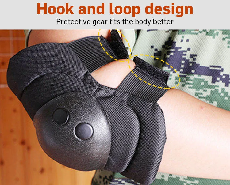 Hard Shell Shockproof Knee Elbow Pads — Black view 4