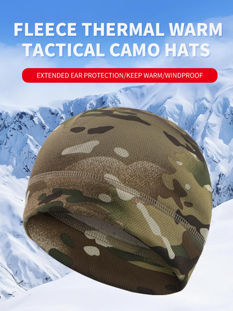 Fleece Beanie Winter Tactical Hat — Black view 2