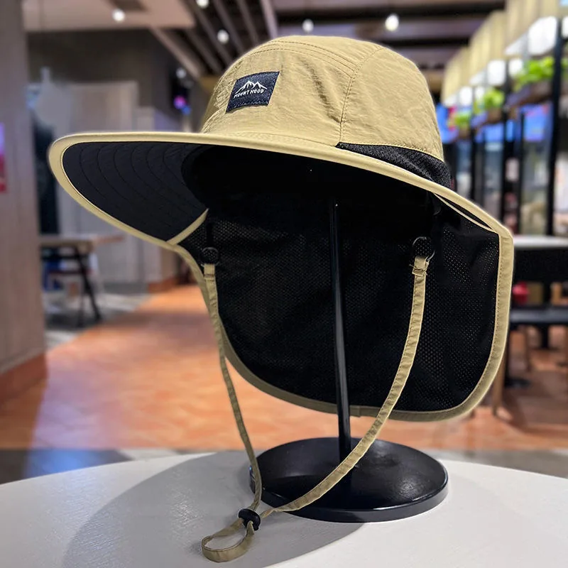 UV Protection Sun Hat Shawl — Black — Beanies & Winter Hats