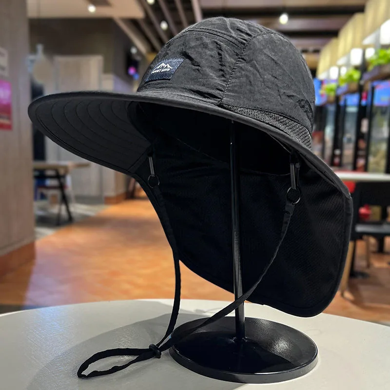 UV Protection Sun Hat Shawl — Black view 3
