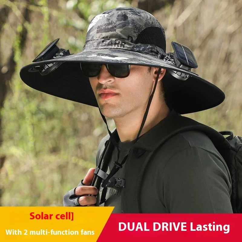 Summer Fishing Hat with Fan — Camo view 2