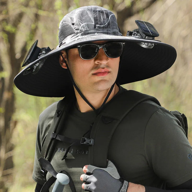 Summer Fishing Hat with Fan — Camo view 3