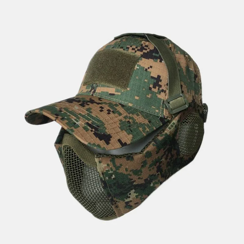 Wire Half Face Mask Baseball Cap — Black view 3