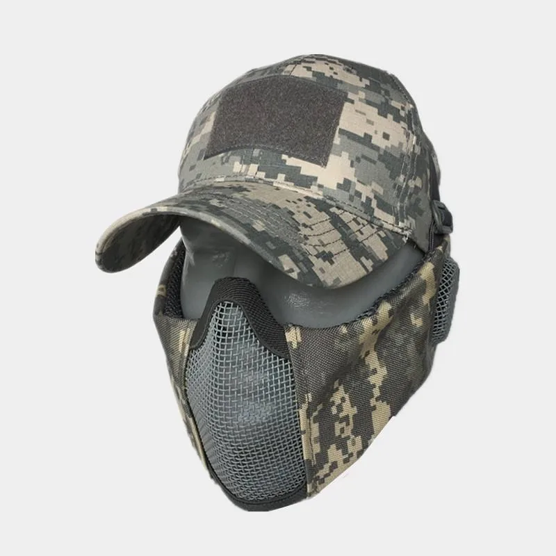 Wire Half Face Mask Baseball Cap — Black view 4
