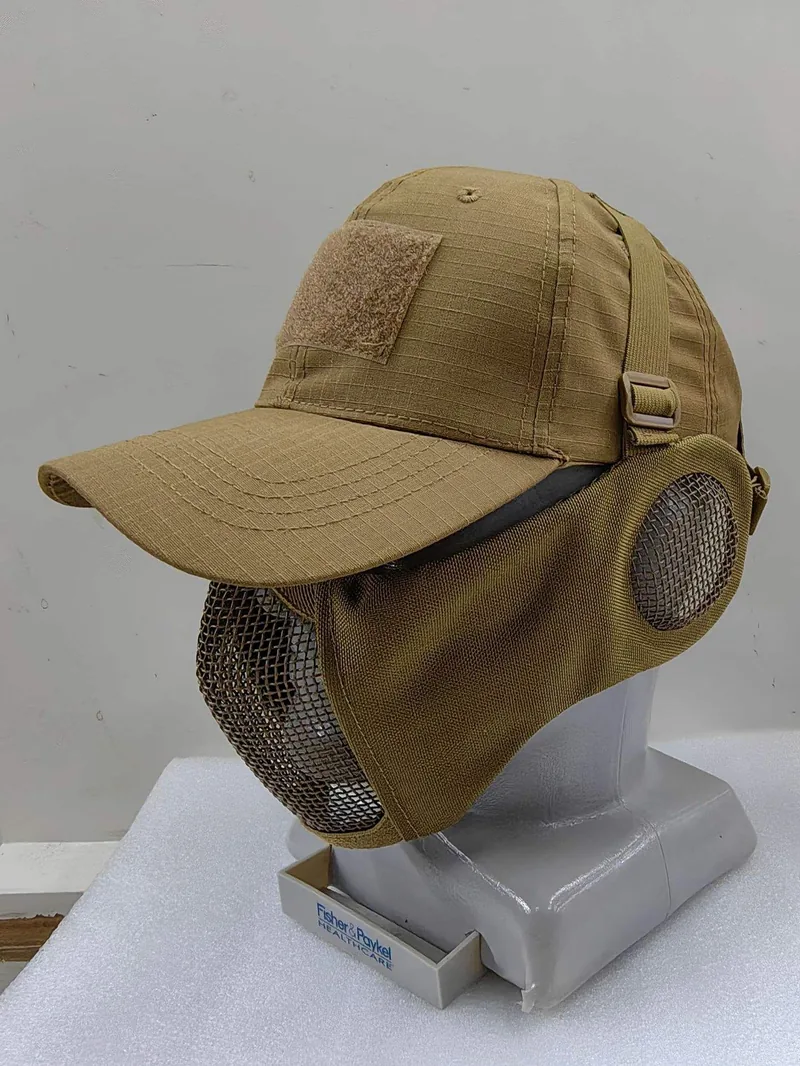 Wire Half Face Mask Baseball Cap — Black view 6