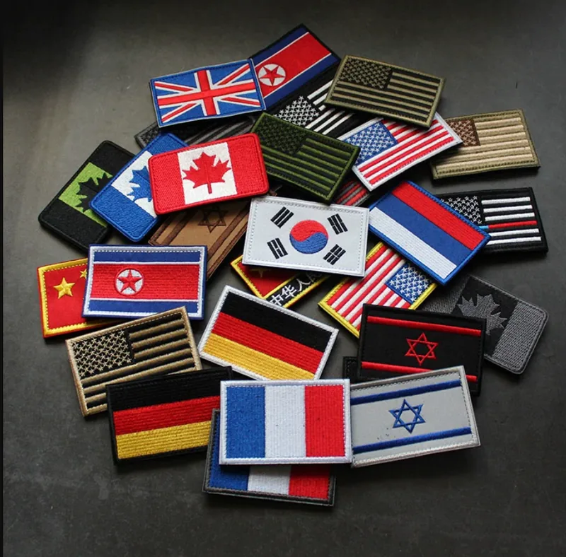Custom Embroidered National Flag Patch with Velcro — ID Patches & Name Tapes