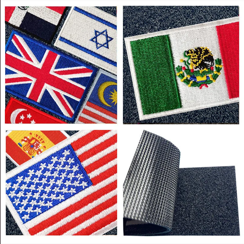 Custom Embroidered National Flag Patch with Velcro view 2