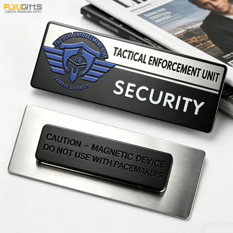Custom 3D Logo Metal Magnetic Name Badge — ID Patches & Name Tapes