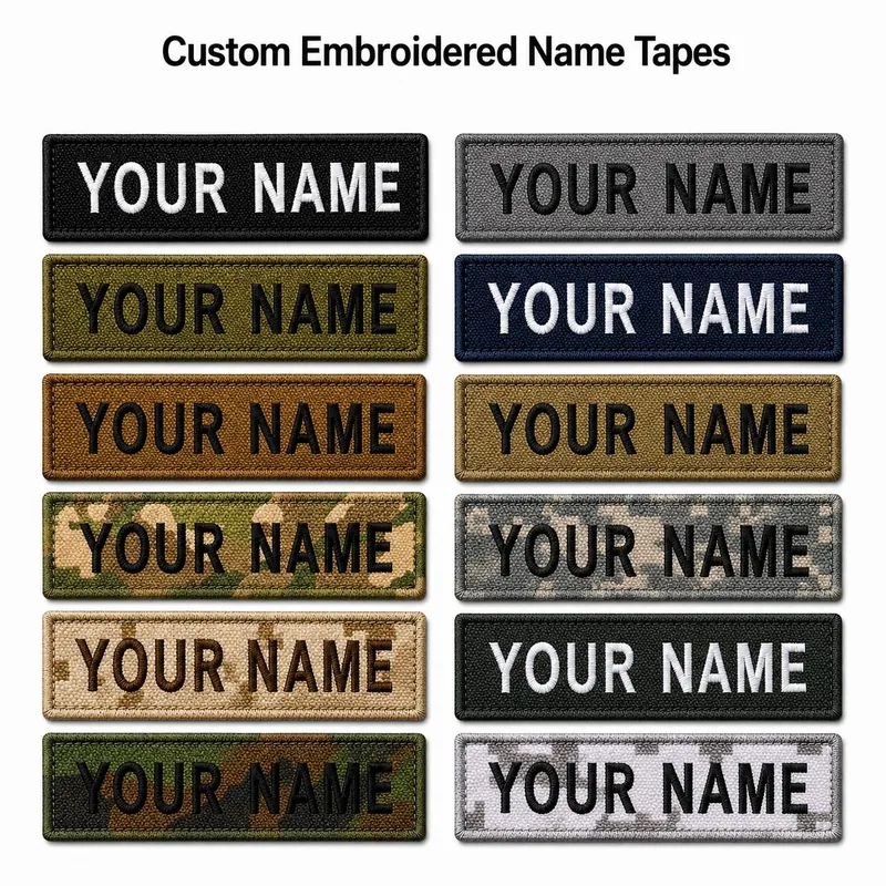 Custom Embroidered Name Tape with Hook Loop — ID Patches & Name Tapes