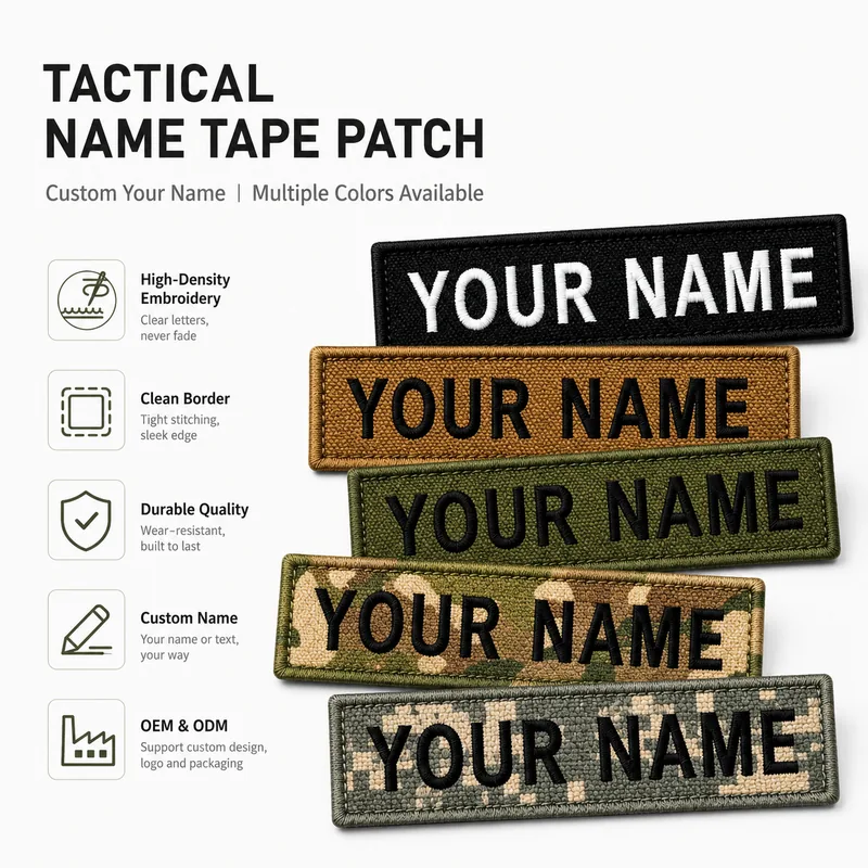 Custom Embroidered Name Tape with Hook Loop view 2