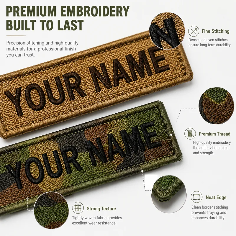 Custom Embroidered Name Tape with Hook Loop view 3