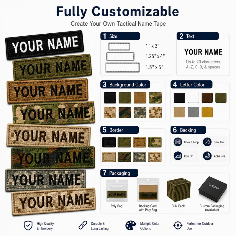 Custom Embroidered Name Tape with Hook Loop view 4