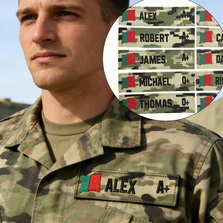 Custom Blood Type Camo Embroidered Name Badge view 2