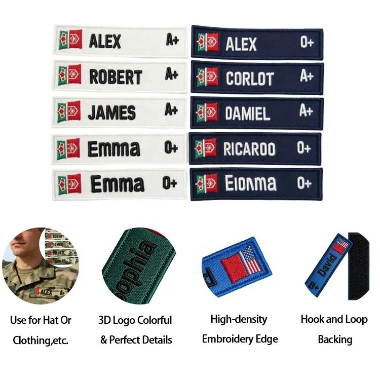 Custom Blood Type Camo Embroidered Name Badge view 3