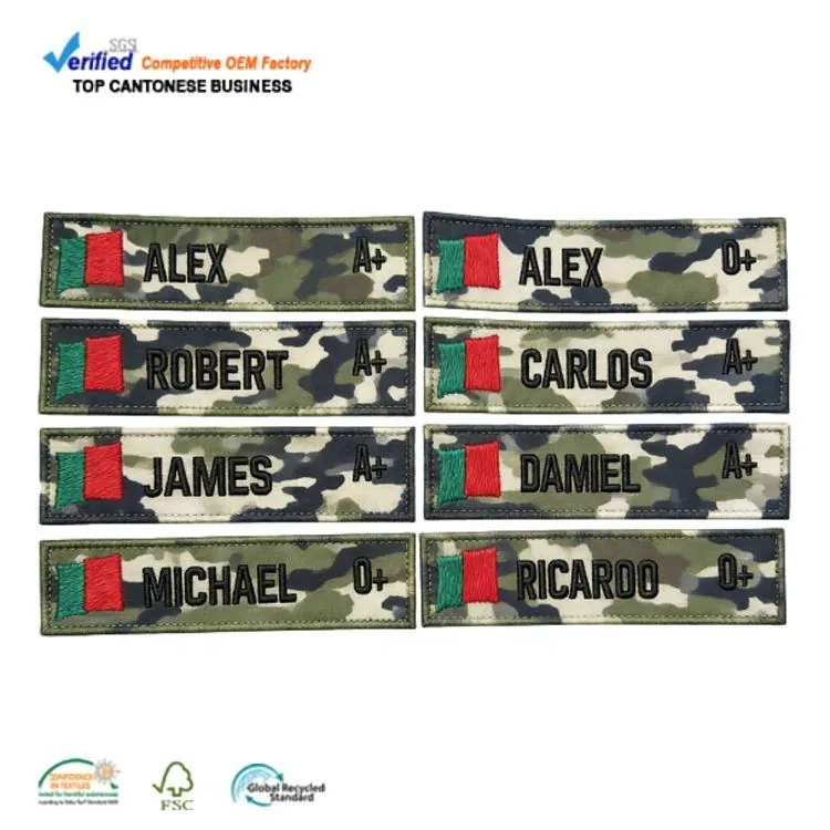 Custom Blood Type Camo Embroidered Name Badge view 4