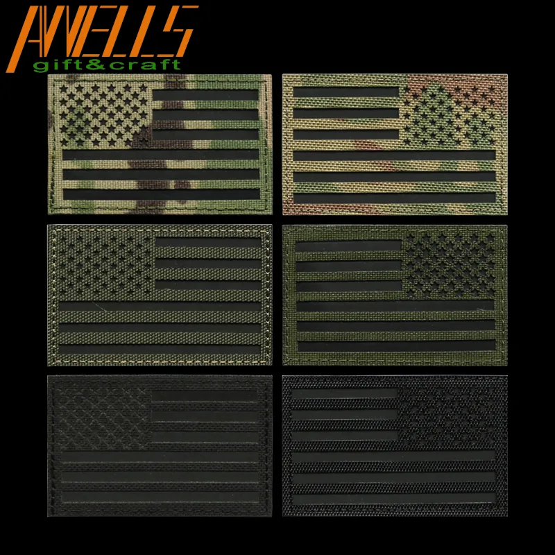 Multicam US Flag IR Reflective Tactical Hook and Loop Reverse Patch view 5