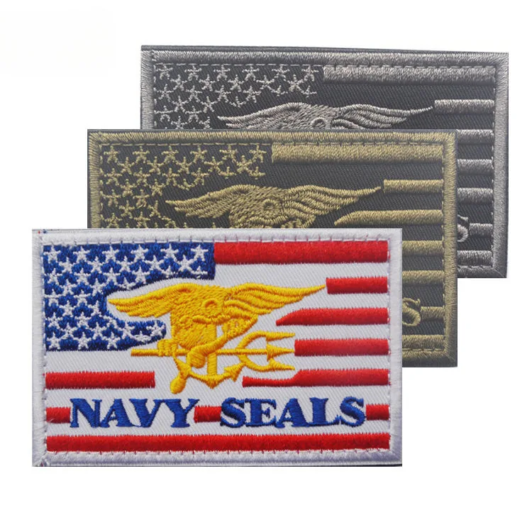 3-Color US Navy SEALs Embroidered Cloth Hook and Loop Tactical Morale Patch — Morale Patches