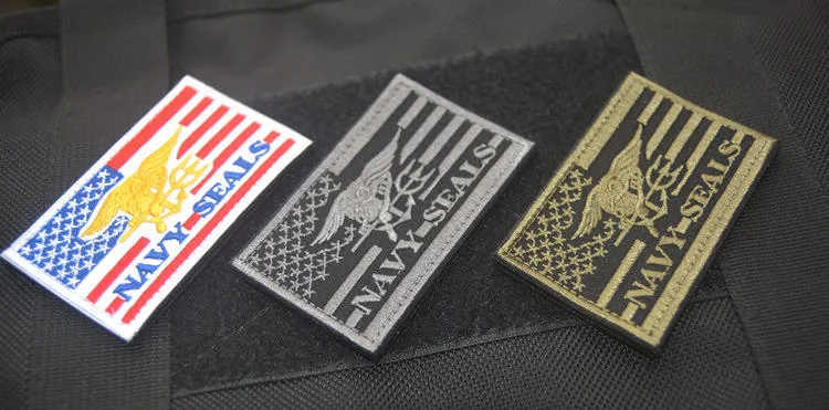 3-Color US Navy SEALs Embroidered Cloth Hook and Loop Tactical Morale Patch view 2