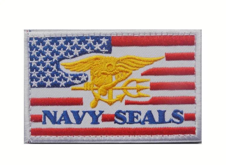 3-Color US Navy SEALs Embroidered Cloth Hook and Loop Tactical Morale Patch view 3