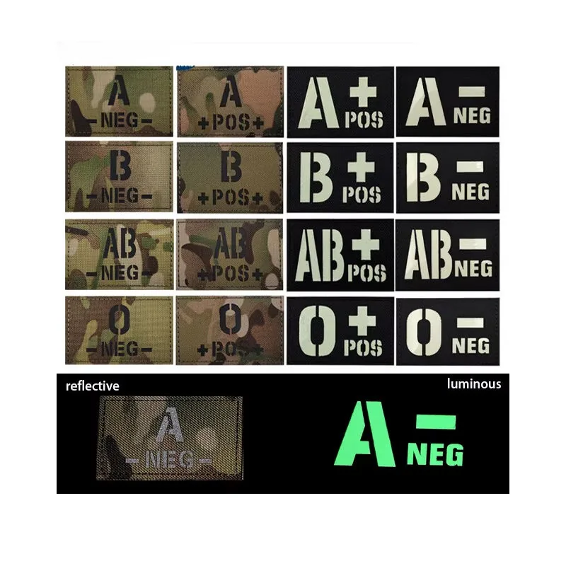 Multicam CP Camouflage IR Reflective Hook and Loop Blood Type Identification Patch — Morale Patches