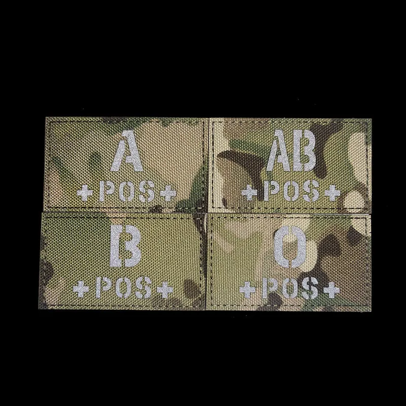 Multicam CP Camouflage IR Reflective Hook and Loop Blood Type Identification Patch view 3