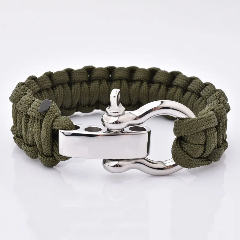 Trendy Mens 550 Paracord Bracelet with Adjustable Stainless Steel Buckle — Survival & Outdoor Tools